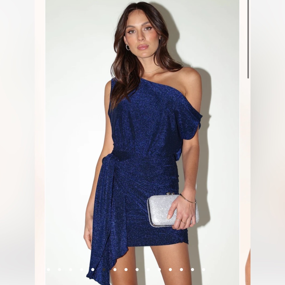 Petal & Pup Blue One-Shoulder Mini Dress